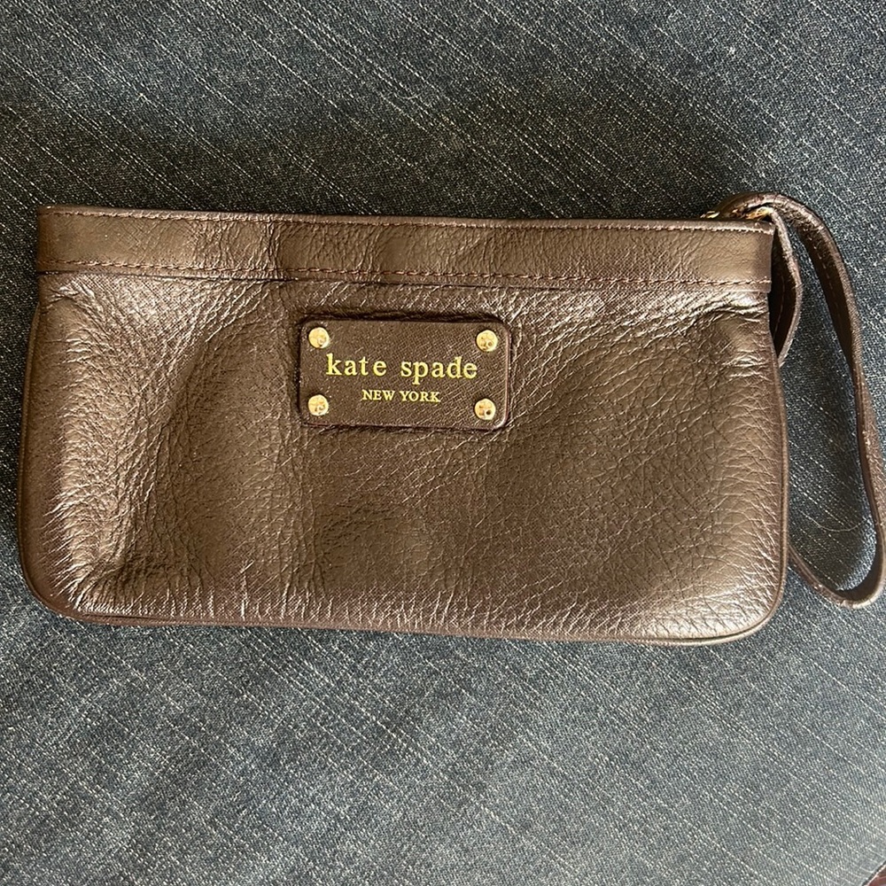 Kate Spade brown leather wristlet
